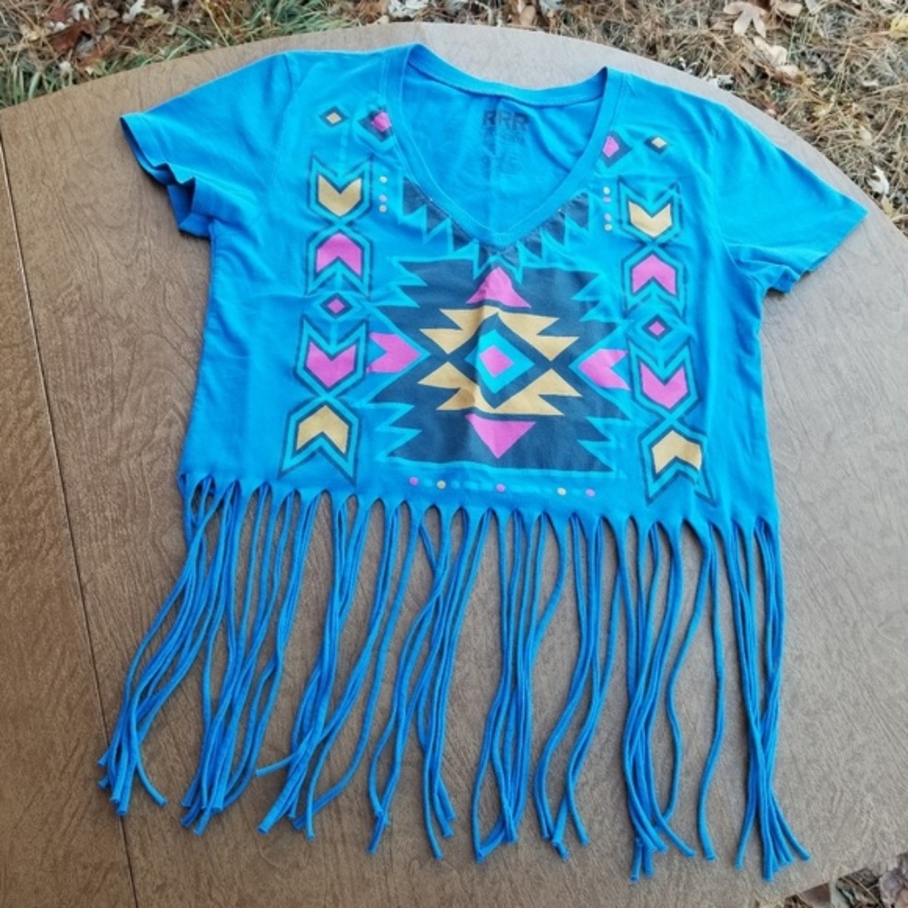 RRR Romance Retro Rock Medium Cropped Blue Top